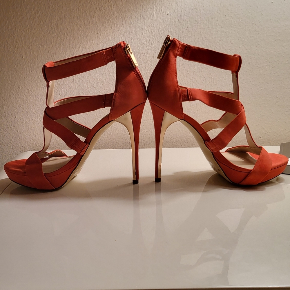 INC international concepts high heels sandals upper leather coral size 9